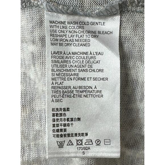 Maeve Anthropologie Top Womens Small Leopard Print 100% Linen Puff Sleeves Gray - Picture 7 of 8